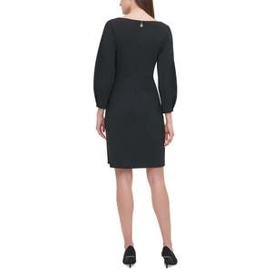 Abito tubino Tommy Hilfiger da donna in scuba con maniche a palloncino, nero, taglia 8 - Comodo con vita naturale - Product Image 2