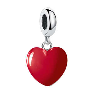 Colgante de Corazón Rojo y Plateado, Chapado en Oro de 18K, con Circonita Natural, para Joyería o Regalo - Product Image 4