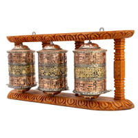 Roues de prière tibétaines bouddhistes artisanales en laiton sculpté et gravé, pour la maison ou le sanctuaire de méditation, objet de collection
