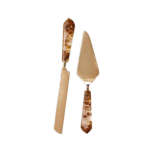 Handcrafted Premium Design Stainless Steel Golden With White Marble Color <b>Cake</b> <b>Cutting</b> <b>Knife</b> and Server Set - Product Image 4