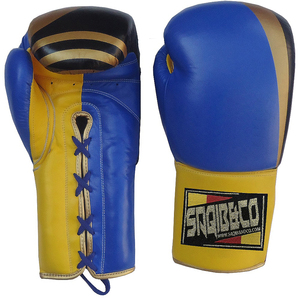 Gants de kickboxing lacés bleus MMA Training 12oz Gants de boxe Gants de sparring et débutants Engrenages de boxe - Product Image 1
