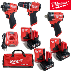 Oferta Especial: Kit de Herramientas Eléctricas Inalámbricas <span class=keywords><strong>Milwaukee</strong></span> M12 FUEL 3 en 1, Taladro, <span class=keywords><strong>Atornillador</strong></span> de <span class=keywords><strong>Impacto</strong></span> y Llave de <span class=keywords><strong>Impacto</strong></span> con Batería de 6.0Ah - Product Image 1