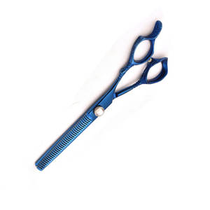 Professional Stainless Steel Barber <b>Scissors</b> Left-Handed 28 Teeth Fancy Design Handle Blue Plasma Finish Hair Salon Supplies - Product Image 6