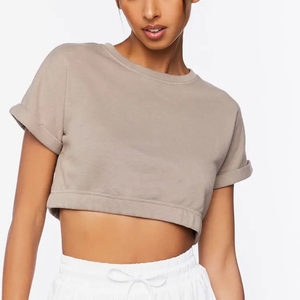 เสื้อครอปสำหรับผู้หญิงเสื้อยืดโชว์ไหล่แบบผ้าคอตตอน100% ออกแบบได้ตามที่ต้องการ - Product Image 5