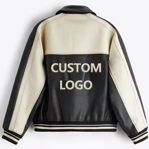 Blouson aviateur en toile vintage imprimé sur mesure pour hommes écologique 100% cuir col montant bicolore design respectueux de quantité minimale de commande - Product Image 3