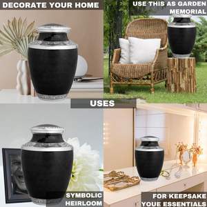 Urna de cremación de aluminio hecha a mano de plata de ónix para adultos seguro duradero funeral recuerdo de cenizas conmemorativas tamaño personalizado - Product Image 4