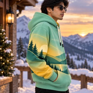 <b>Christmas</b> Inspired Custom Embroidered Printed 100% Cotton Fleece Hoodies Winter Pullover <b>Sweatshirt</b> Unisex OEM Wholesale - Product Image 2