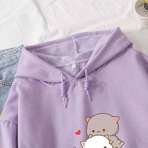 เสื้อสเวตเตอร์ผ้าฝ้ายมีฮู้ดสำหรับผู้หญิง, เสื้อสเวตเชิ้ตลำลองโอเวอร์ไซส์ลายกราฟิกเกาหลีผ้านุ่มสบายดีไซน์น่ารักใส่ได้หลายโอกาสอินเทรนด์ - Product Image 4