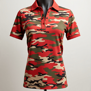 Polos de camouflage à séchage rapide vêtements de sport course à manches courtes col rabattu partout polos de sublimation dames - Product Image 4