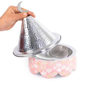 Pot de service au chocolat et aux fruits secs de 8 pouces avec couvercle en aluminium et plat de service intérieur en acier avec pot en bois avec vadrouille - Product Image 2