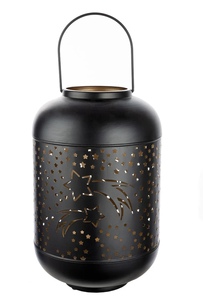 Portavelas hecho a mano de hierro de doble tono recortado de estrella marroquí y FAROL DE Navidad para decoración del hogar con vela votiva incluida - Product Image 4