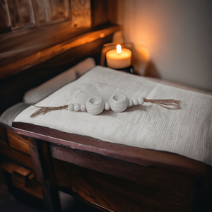 Artisan indien Bougeoir blanc décoratif moderne fabriqué à la main 2 petits bol Section guirlande perlée Design lanterne de Noël - Product Image 6