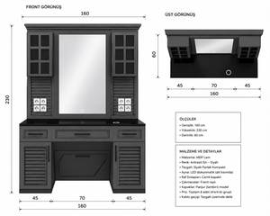Estación de Espejo Ajustable Moderna para Barbería, Negra, Mueble de Salón de Belleza, Mueble Comercial para Barbería - Product Image 5