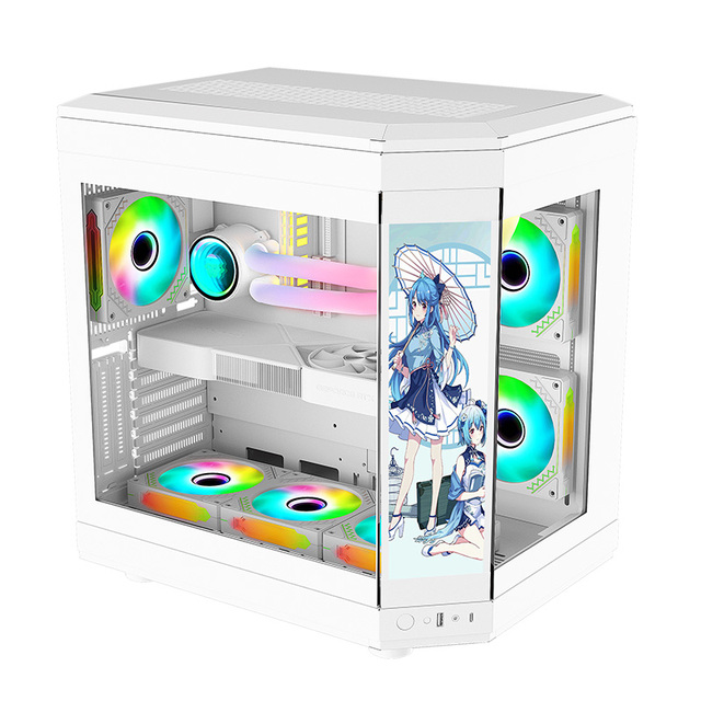 Full View Gaming Computer Case ATX Tempered Glass Desktop Computer Case Gaming Cpu Cabinete for PC Parts