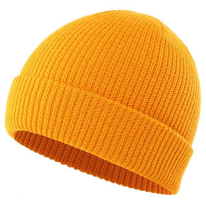 Gorro holgado de acrílico con puños de punto personalizado de alta calidad, ropa de calle, gorros con logotipo de etiqueta tejida privada, gorros de calavera de pescador - Product Image 1