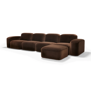 Ensembles de canapés en tissu <span class=keywords><strong>chocolat</strong></span> avec ottoman réglable, <span class=keywords><strong>canapé</strong></span> modulaire 4 places pour salon - Product Image 6
