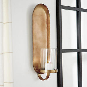 Aplique de Pared de Metal con Acabado en Níquel con Portavelas de Vidrio, Aplique de Pared Decorativo Dorado para el Hogar - Product Image 3