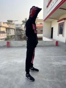 Sweats à capuche entièrement zippés et pantalons de survêtement évasés à plis Ensemble de survêtement deux pièces en coton personnalisé imprimé bouffant pour femmes Survêtement unisexe pour hommes - Product Image 4