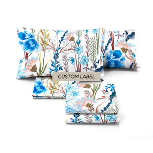 Juegos de cama con etiqueta personalizada Tela de algodón puro Satén Blanco Impresión digital Hecho en Italia Sábana bajera 2 Fundas De Almohada Personalizables - Product Image 1