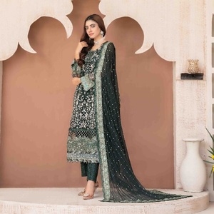 Vestidos largos para mujer Trajes de boutique Vestidos de lujo elegantes y hermosos Trajes indios de 3 piezas de Tawakkal Vol FENELLA - Product Image 4