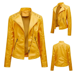 Veste de moto en peau de mouton pour femme, motif uni, vente en gros, streetwear, mode, confortable, respirante, imperméable, écologique - Product Image 1