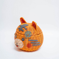 Panier tigre élégant en rotin avec couvercle tissé à la main panier de rangement pour bébé pour jouet en tissu organisateur pour bébé panier animal pour chambre d'enfant
