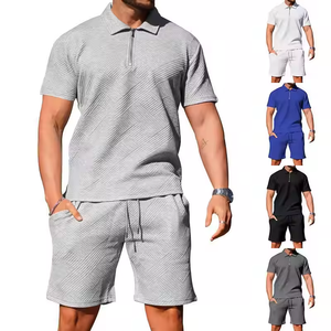 Personalizado Verano Color sólido Hombres Polo Camisa Solapa Pantalones cortos de manga corta Deportes Casual Verano Hombres Conjunto de dos piezas - Product Image 3