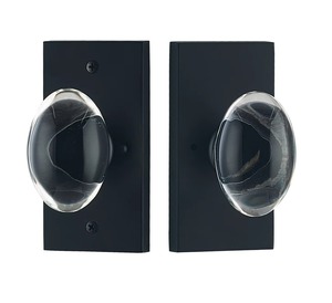 Bouton de porte contemporain noir avec verre transparent Poignée ronde design pour portes intérieures en bois Quincaillerie décorative pour bureau à domicile - Product Image 2