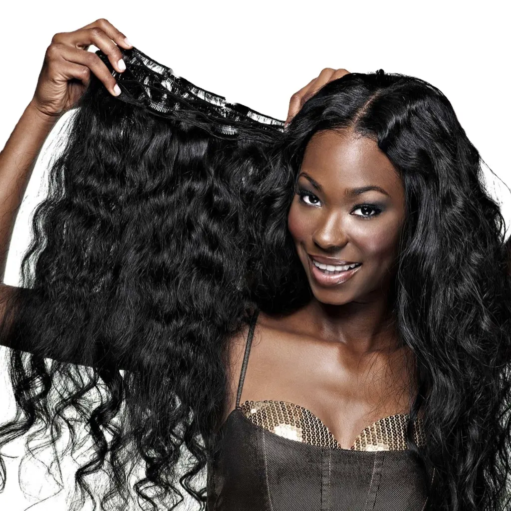 Natural Curly Clip-In Human Hair Extension Virgin Indian Raw Hair Temple Curly clip in hair Extension for Black Women