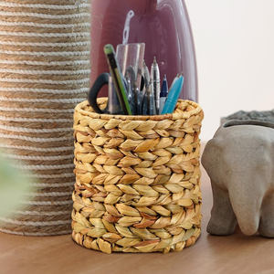 Organiseurs de bureau en papier tissé, porte-stylos en jacinthe d'eau, porte-gobelets, panier à crayons naturel, panier à marqueurs - Product Image 6