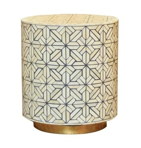 Tabouret personnalisé en incrustation d'os |   Tabouret en bois artisanal avec incrustations - Product Image 3