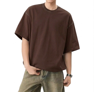 เสื้อยืดโอเวอร์ไซส์ลายกราฟิกแบบสั่งทำพิเศษสำหรับผู้ชายรุ่นใหม่ล่าสุด ล้างสีแบบแอซิดวอช พิมพ์ลายได้ตามต้องการ ไซส์พลัส สตรีทแวร์ แบบเรียบ - Product Image 3