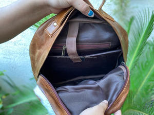 Nueva Mochila de cuero de piel auténtica hecha a mano para el pelo en piel oculta, bolsas de ordenador portátil de trabajo informales Unisex Vintage de cuero de vaca Natural genuino Retro - Product Image 5