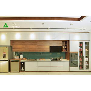 Acrylic MDF/MFC Kitchen Cabinet Grey Base Cabinet and White Wall Cabinet Sale Carcase Custom Factory Directly Modular Vietnam
