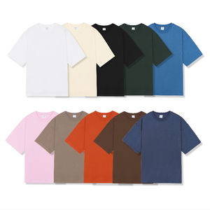 Qualité de luxe pour homme 100% coton T-shirt côtelé col rond oversize épaules tombantes Streetwear imprimé Logo personnalisé Design T-shirt vierge - Product Image 2