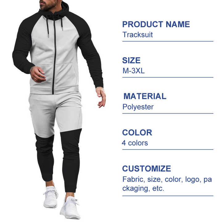 2024 Men's Winter Casual Set Full Sleeve Organic Cotton Printed Hooded Tracksuit with Pants Autumn-Winter Collection