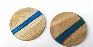 Sous-verre en bois classique fait à la main de la meilleure qualité avec résine époxy bois d'acacia pour l'artisanat de cuisine Inde - Product Image 4