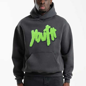 Sweat à capuche en chenille lourd, broderie personnalisée, 100% coton mélangé, polaire écologique, nouveau style d'hiver, col à capuche, logo - Product Image 1