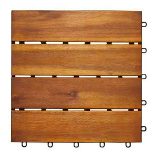 Vietwood - Paquete de 10 Baldosas de Madera de Acacia de 6 Listones, Certificadas por FSC, 100% Impermeables, para Uso en Interiores y Exteriores, Modernas, Naturales y Lisas - Product Image 1