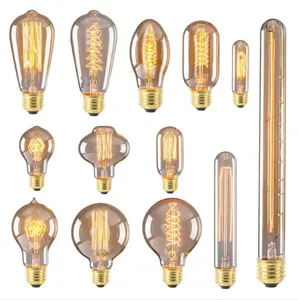 Retro Bulb E27 220V 40W Light Bulb A60 ST58 ST64 T10 T45 T185 G80 G95 Filament Vintage Ampoule Incandescent Spiral Tungsten Lamp
