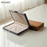 Caja de almacenamiento de piedras preciosas de microfibra de 48 ranuras WEIMEI, logotipo personalizado para piedra suelta de color Diamante, organizador de joyas, vitrina