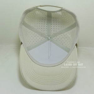 Chapeaux de golf haut de gamme 5 panneaux corde sur bord trou découpé au laser bord incurvé perforé séchage rapide casquettes en maille imperméables en gros Vietnam - Product Image 5