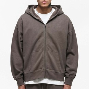 Sweats à capuche zippés personnalisés pour hommes Streetwear épaules tombantes poids lourd coton pull acide washde sweats à capuche pour hommes - Product Image 6