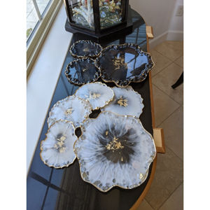 Ensemble de 2 sous-verre à thé en forme de fleur Tapis de table et sous-verre en acrylique transparent de grande qualité - Product Image 4