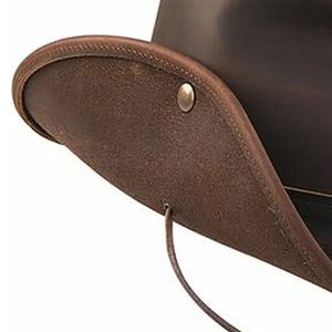 Sombrero de cuero tradicional Vaquero Moda Personalizar OEM A granel Ligero Hecho a mano Ala ancha Chocolate Cuero Sombreros occidentales - Product Image 4