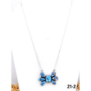 Collier artisanal Southwest Golden Hills avec motif floral turquoise en argent sterling - pour les occasions de cadeaux - Product Image 1