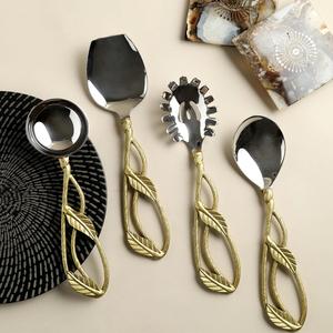 Ensemble de couverts de Style occidental au Design de brindille Unique, cuillères à poignée en relief en laiton, ensemble de couverts pour fournitures de Restaurant - Product Image 1