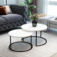 Juego de 2 Mesas de Centro Modernas Convertibles, Mesas Auxiliares, Construcción de Metal Resistente, Portátiles, Muebles Fáciles de Transportar para Sala de Estar