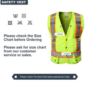 Chaleco de seguridad para trabajadores de alta visibilidad con cremallera Logotipo personalizado Ropa DE TRABAJO Construcción Chaleco de seguridad para correr - Product Image 6