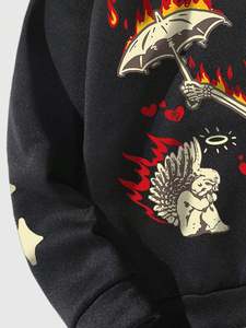 Sweat à capuche imprimé personnalisé pour hommes en polyester/coton, style fermeture éclair complète, tissu respirant et confortable - Product Image 5